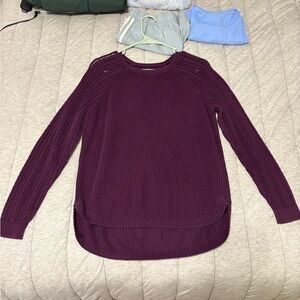 Sonoma Women's Burgundy Crew Neck Sweater